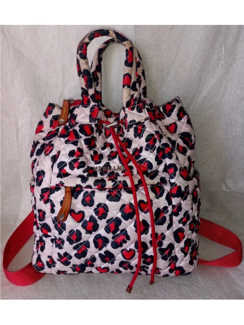 NWOT MZ WALLACE Heart Leopard Metro Small Convertible Backpack, limited print